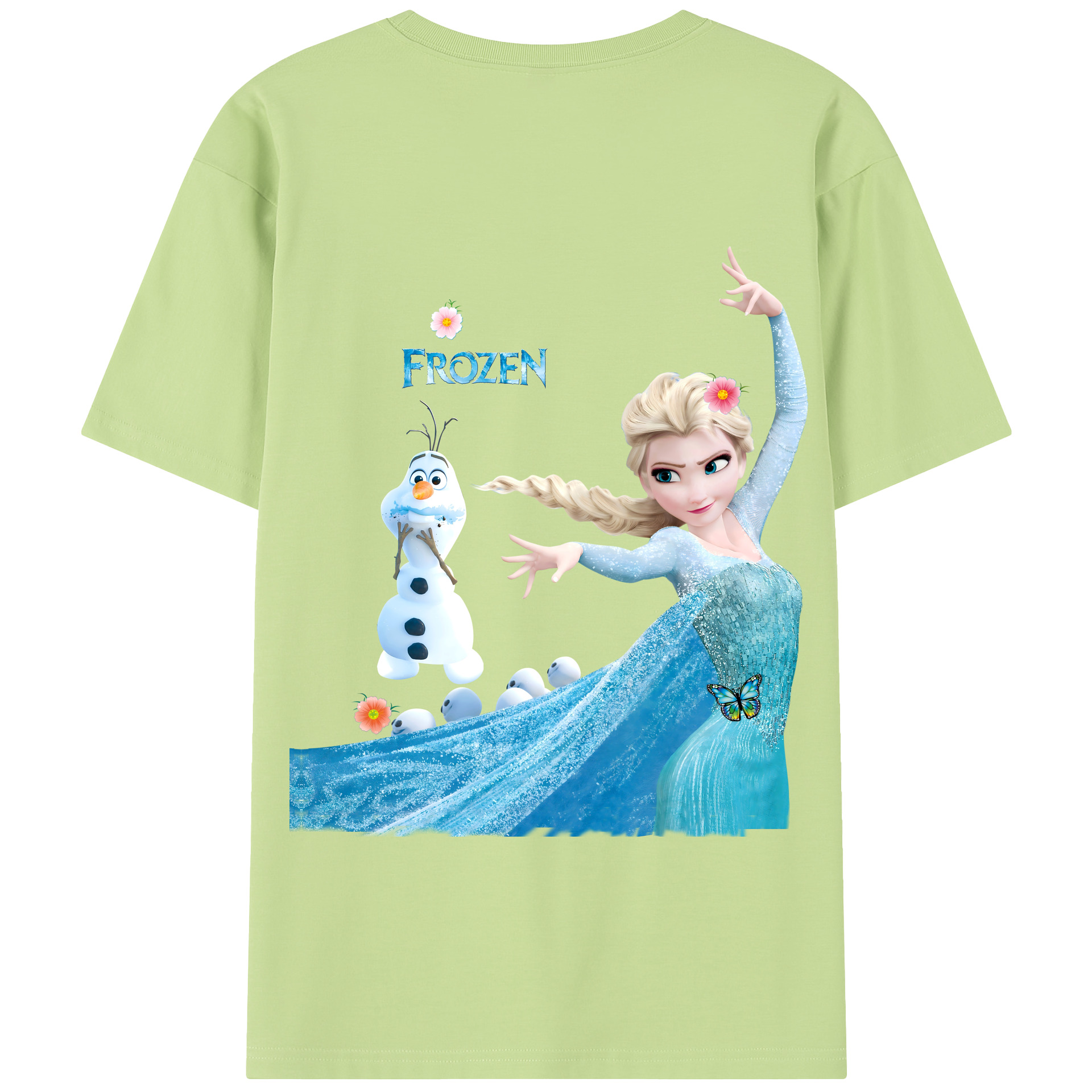 （画像用） アナと雪の女王 アンナ エルサ Frozen Anna Elsa 綿100％半袖Tシャツ（背面プリント）
